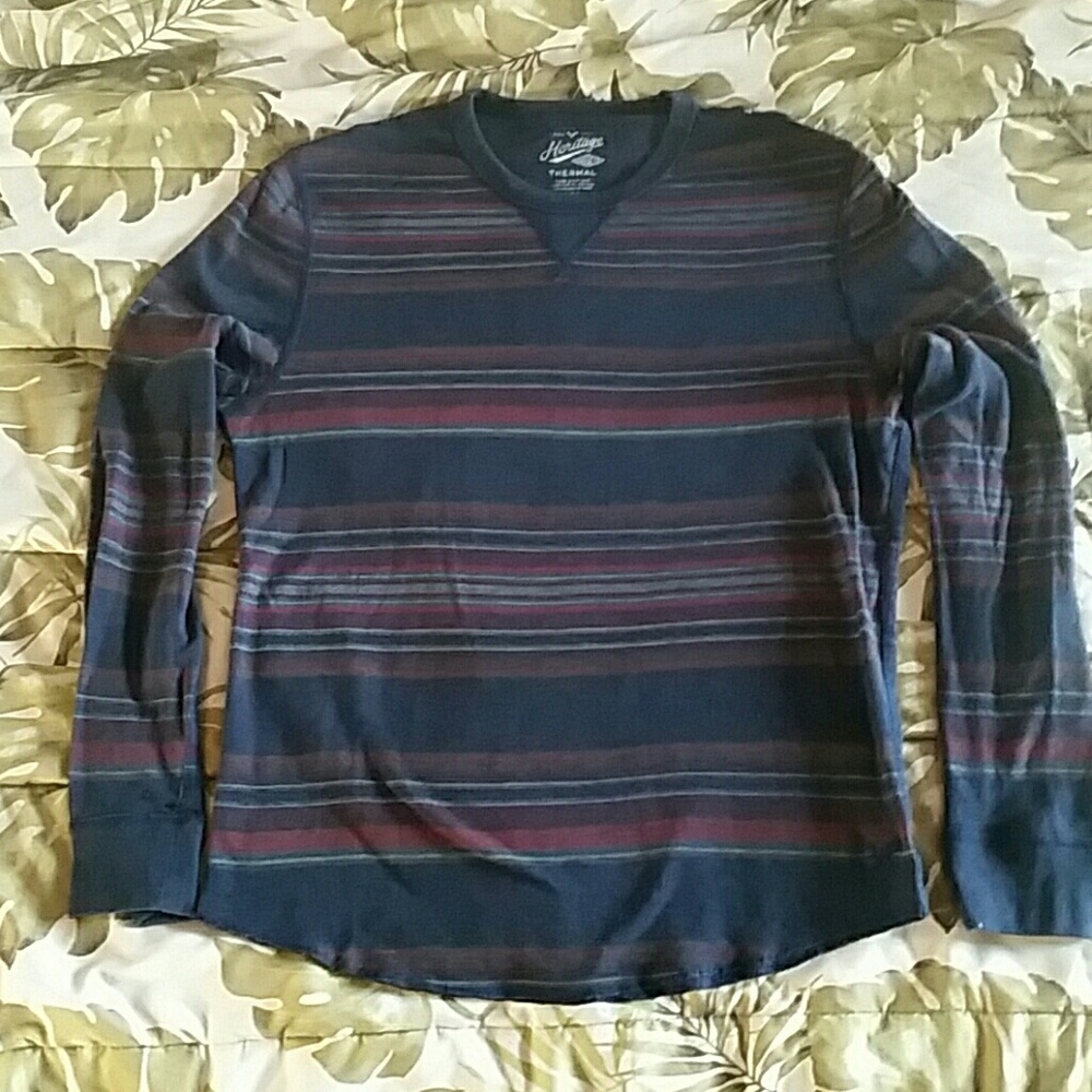 American Eagle Striped Long Sleeve Tee
